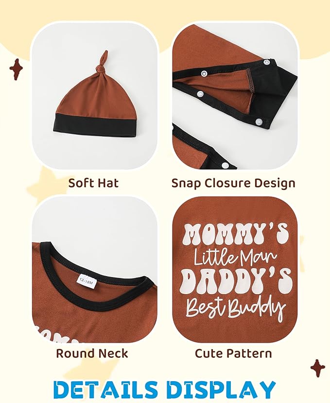 NZRVAWS Baby Boy Clothes Preemie Infant Boy Bear Outfits Jumpsuit Bodysuit Letter Print Romper