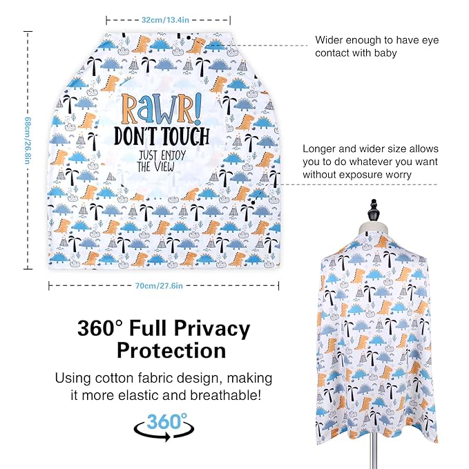 Metplus Car Seat Canopy Nursing Cover for Babies, Soft Stretchy Breathable and Easy to Use, Infant Shower Gifts Newborn Essentials