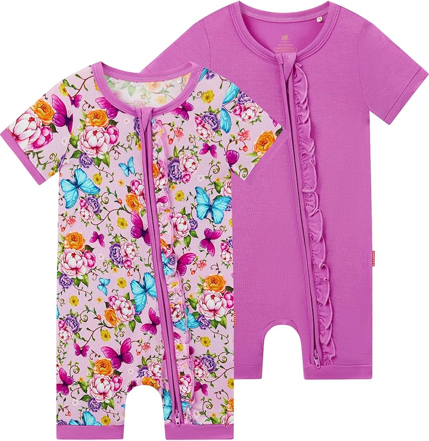 Bamboo Viscose Baby Girl Romper Infant Short Sleeve Zipper Baby Jumpsuit