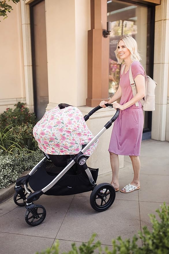 Baby Car Seat Cover Canopy and Nursing Cover Multi-Use Stretchy 5 in 1 Gift Siena by Copper Pearl