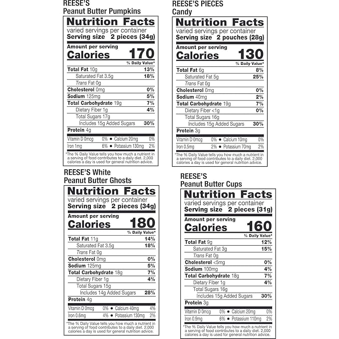 REESE'S Assorted Flavored Snack Size Peanut Butter, Halloween Candy Bag, 30.45 oz (55 Pieces)