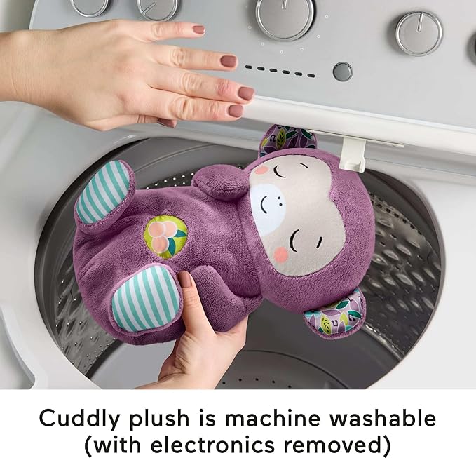 Fisher-Price Baby Toy Soothe ‘n Snuggle Purple Monkey Plush Portable Sound Machine with Breathing Motion & Lights for Newborns Ages 0+ Months