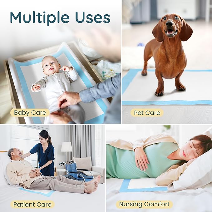 Reli. Disposable Changing Pads for Baby (220 Pack) | Disposable Diaper Changing Pads, 13" x 18" | Super Absorbent, Leak-Proof Liners | Waterproof, Quick Dry Underpads (Blue/White)