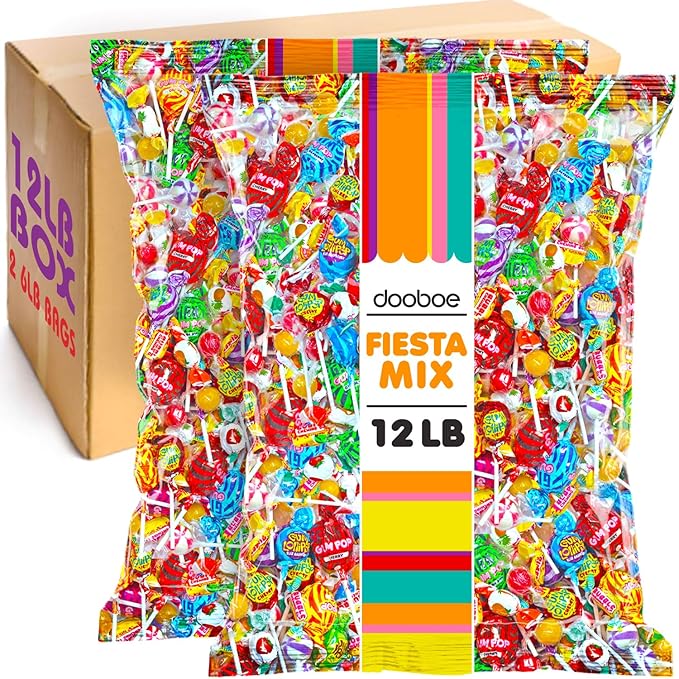 Piñata Candy Mix – 12 Pounds – Halloween Assorted Lollipops, Taffy, Gum & Hard Candy – Individually Wrapped Bulk Party Candy for Schools, Trick ot Treat, Teachers, and Birthdays