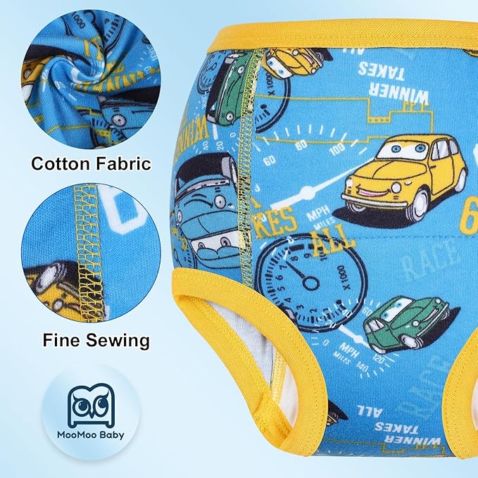 MooMoo Baby Training Underwear 10 Packs Absorbent Potty Training Pants for Boys and Girls Cotton Pee Pants 2T-9T