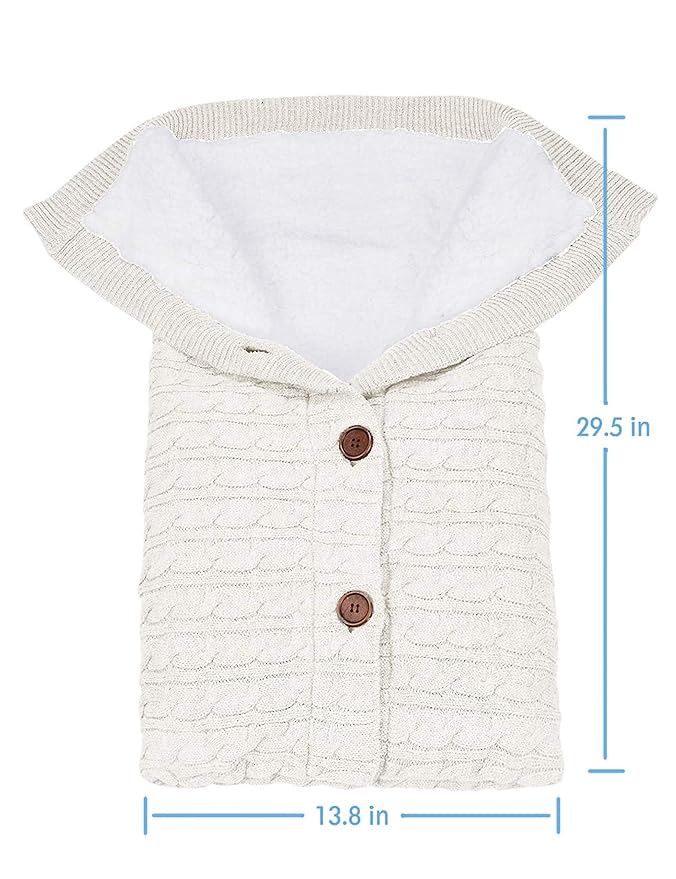 XMWEALTHY Unisex Infant Swaddle Blankets Soft Thick Fleece Knit Baby Girls Boys Stroller Wraps (White)