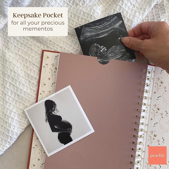 Peachly Pregnancy Journal - Linen Pregnancy Book to Capture Every Milestone - Pregnancy Must Haves - Baby Book Keepsake Pregnancy Journals For First Time Moms and Experienced Moms (Rust)