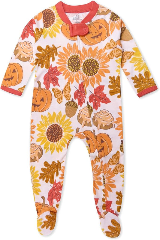 HonestBaby Baby Celebration Sleep & Play Footed One-Piece Pajama Sleeper 100% Organic Cotton