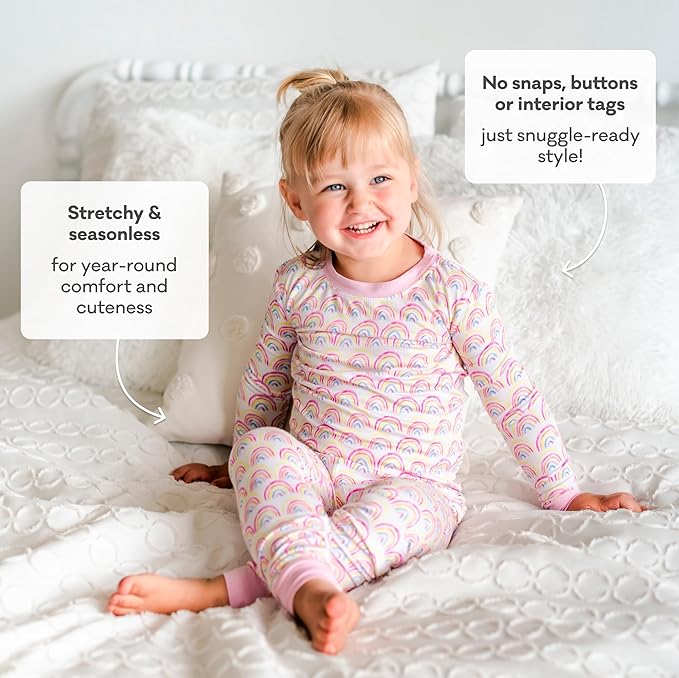 Little Sleepies Two-Piece Pajama Set for Boys & Girls, Soft Viscose from Bamboo Toddler Pajamas for Kids, Family Matching PJs