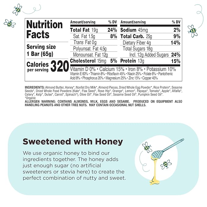 Perfect Bar Original Refrigerated Protein Bar, Almond Butter, 2.5 Ounce Bar, 8 Count (Pack of 3)