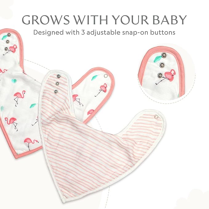 Bamboo Little Baby Bibs (Pack of 2) - Bibs with Adjustable Snaps- Absorbent Terry Backing