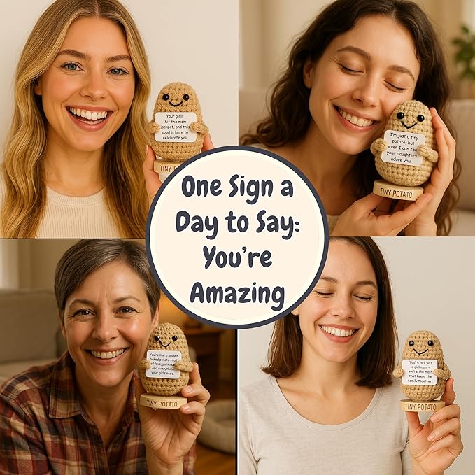 Got you a little something Girl Mom Gifts for Women - Cute Positive Crochet Potato with 30 Empowering Cards for a Mother of Daughters - New Mom Gifts for Women After Birth Ideas for 1st Time Mothers