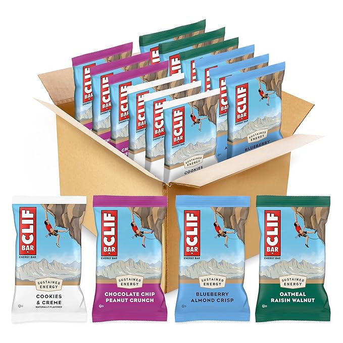 CLIF BAR - Variety Pack - 4 Flavors - Made with Organic Oats - Energy Bars - Non-GMO - Plant Based Protein Bars (12 Pack)