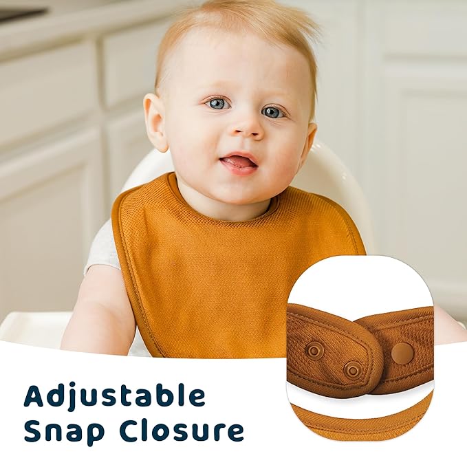 Tiny Twinkle 8 Pack Baby Food Bibs for Eating - Waterproof & Absorbent 6-12 Months Infant Bibs, OEKO-TEX Certified Drooling Bibs for Baby Led Weaning(Neutral Set 8-Pack)