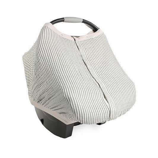 Little Unicorn Breathable Car Seat Canopy | Magnetic Closure Cover & Universal Fit | Protection & Privacy for Baby (Grey Stripe)