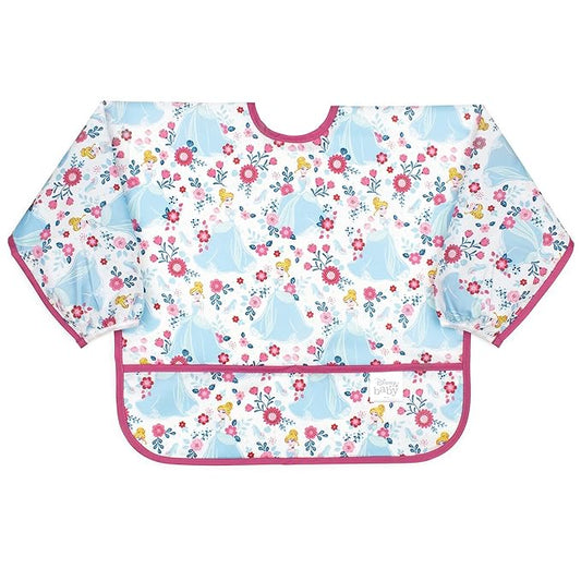 Bumkins Disney Bibs, Baby and Toddler Girls and Boys 6-24 Months, Long Sleeve, Essential Must Have for Eating, Feeding, Mess Saving Lightweight Waterproof Fabric Sleeved Smock, Cinderella