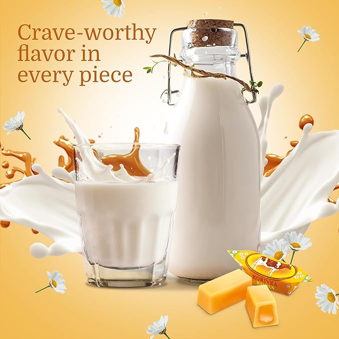 Roshen Korivka Cow Candy, Milky Sweets Fudge Candy, Kosher, Halal 7.23oz/205 gram Pack of 3