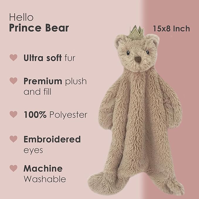 MON AMI Prince Teddy Bear Plush Lovey for Babies – 15” | Security Blanket for Newborns