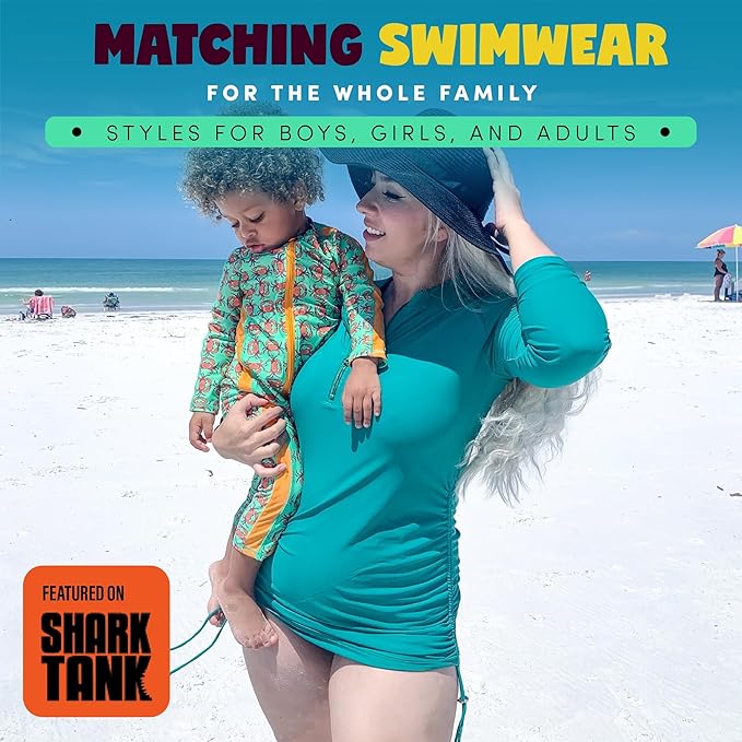 SwimZip Boys' Long-Sleeve UPF 50+ Swimsuit for Baby, Toddler, & Little Boys