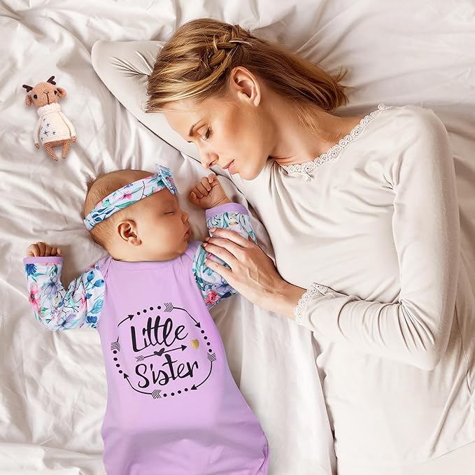 Baby Gown 0-6 Months Newborn, Super Soft Breathable Baby Nightgowns, Little Sister Nightgowns Coming Home Infant Gown with Headband Set Mint Green