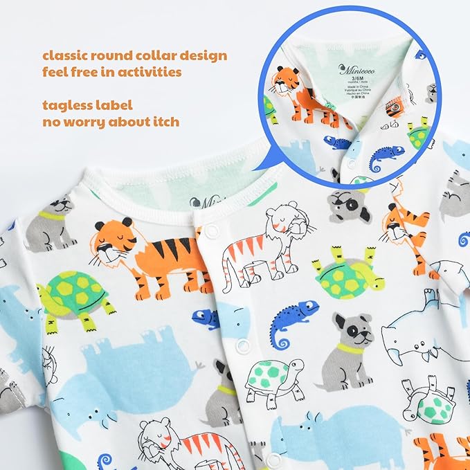 3-Pack 100% Cotton Baby Boy Rompers,0-24Months Short Sleeve Toddler Romper,Breathable Spring/Summer Clothes