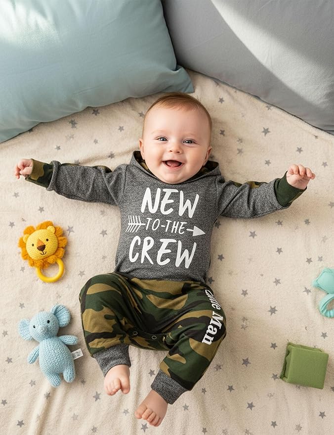 Fommy Newborn Baby Boy Clothes Plaid Letter Print Long Sleeve Hoodies + Long Pants 2PCS Fall Winter Outfits Set