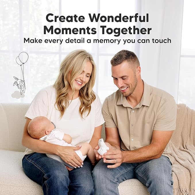 KeaBabies Baby Casting Kit Hands and Feet Mold - 3D Newborn Hand Casting Kit & Stylish Wood Base, Easy DIY Infant Foot Molds 0-9 Months, BPA-Free Baby Keepsake, Shower Gifts for Moms (Round, Ash Wood)