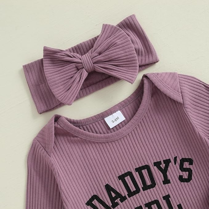 Newborn Baby Girls Rompers Knit Round Neck Long Sleeve Infant Fall Jumpsuits with Headband Coming Home Outfit