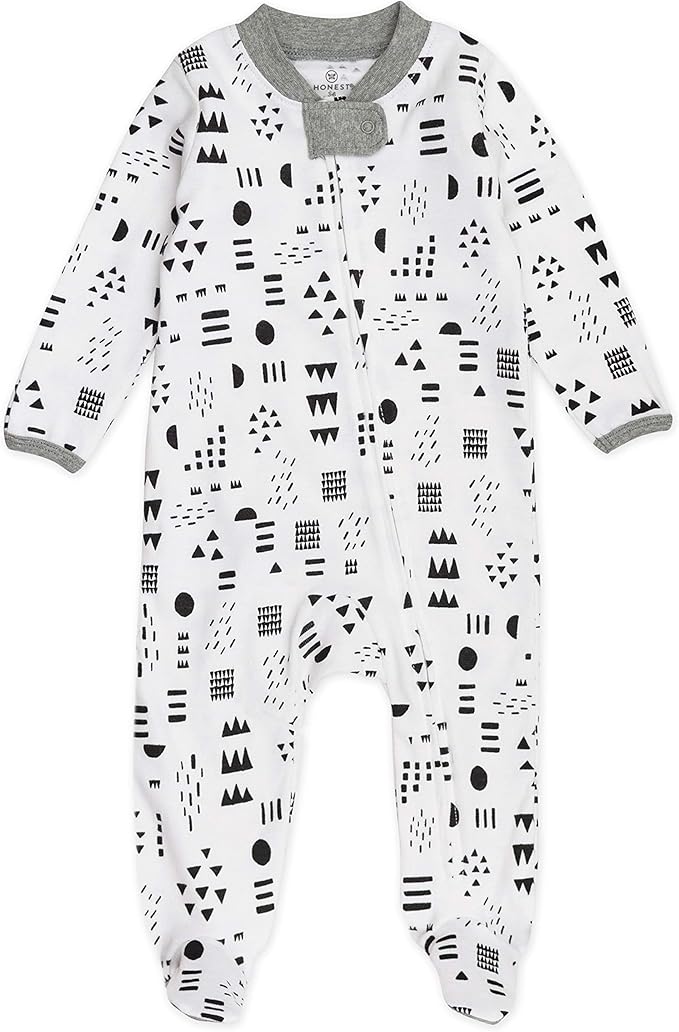 HonestBaby Baby Sleep N' Play One-Piece Zip-Front Footed Organic Cotton Pajama Sleeper
