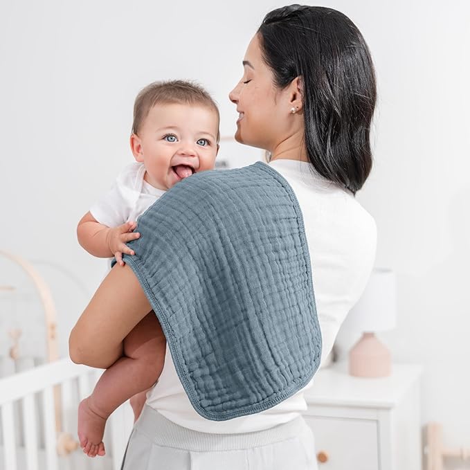 Comfy Cubs Muslin Burp Cloths 20" x 10", Pack of 6 - Large, 6-Layer, Ultra Absorbent 100% Cotton for Baby Drool and Messes - Soft, Safe & Gentle Baby Burp Cloths Set for Boys & Girls - Multi Boy