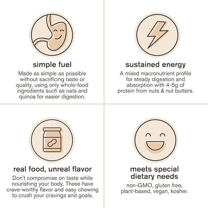 Skratch Labs Energy Bar | Peanut Butter + Chocolate (12 Pack) | Plant Based Healthy Snack | Low Sugar - 5g Protein | Non-GMO, Gluten Free, Soy Free, Vegan, Kosher