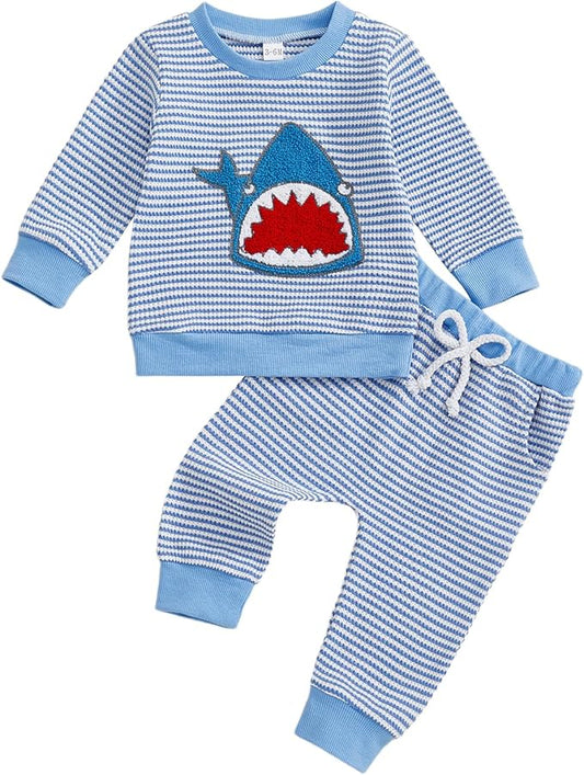 CIYCUIT Toddler Baby Boy Outfits Striped Sweatshirt Pants Clothes Set