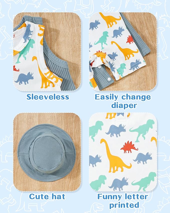 NZRVAWS Newborn Baby Boy Girl Clothes Unisex Infant Romper Pants Set Hat 4-Pack Outfits 0-12 Months 16 Pieces Toddler