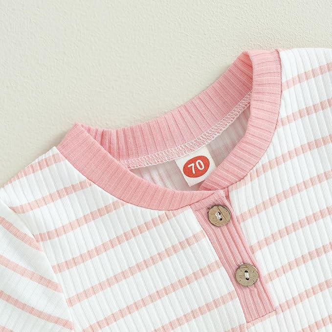 Newborn Baby Boy Girl Clothes Ribbed Knitted Long Sleeve Romper Pants Solid Cotton Infant Fall Winter Outfits 2Pcs