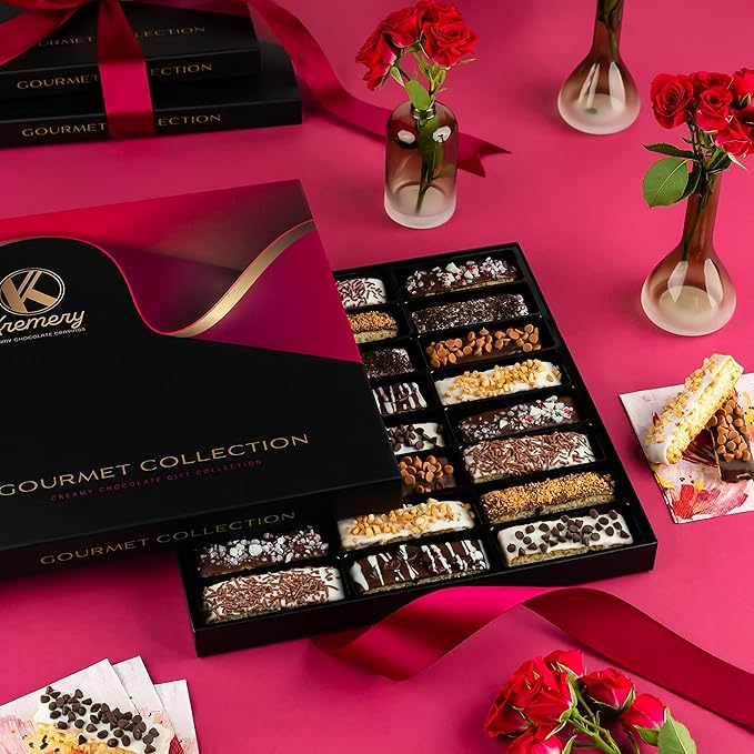 KREMERY Creamy Chocolate Cravings - Chocolate Covered Biscotti Cookies Gift Basket, in Elegant Gift Box (24 Biscotties, Assorted Sweet Toppings) Food Assortments USA Made