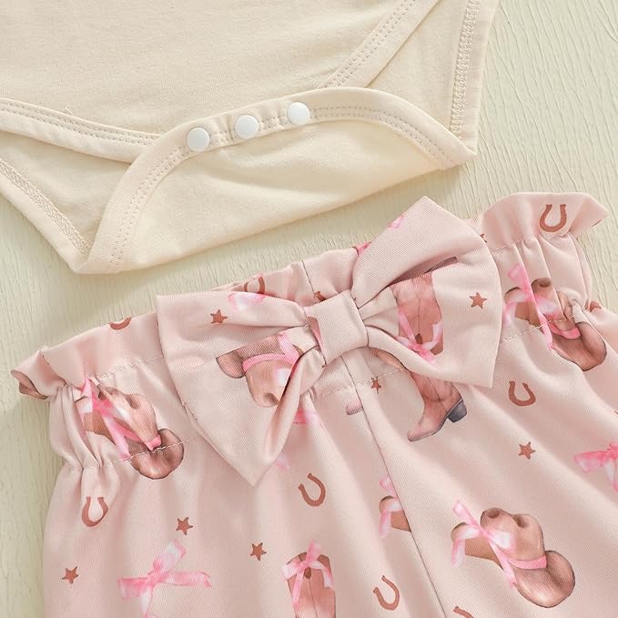 Fernvia Western Newborn Baby Girl Clothes Long Sleeve Letter Print Romper Animal Print Pants Headband 3Pcs Outfits Sets