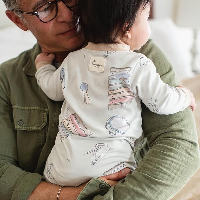 Burt's Bees Baby Baby Girls Pajamas, Zip Front Non-Slip Footed Sleeper Pjs, 100% Organic Cotton