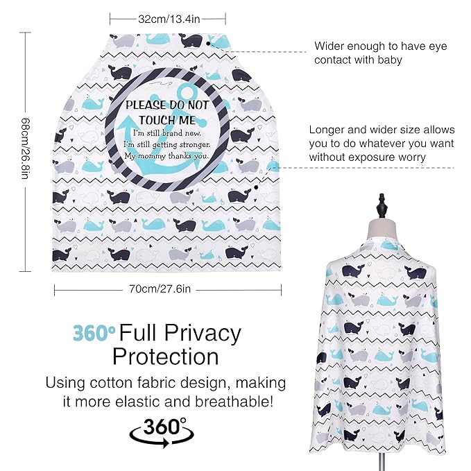 Metplus No Touch Sign Car Seat Cover for Babies, Mom Nursing Covers Breastfeeding Scarf, Multi Use Infant Carseat Canopy for Newborn Carrier/Stroller/Shopping Cart, Baby Shower Gifts for Boy Girl