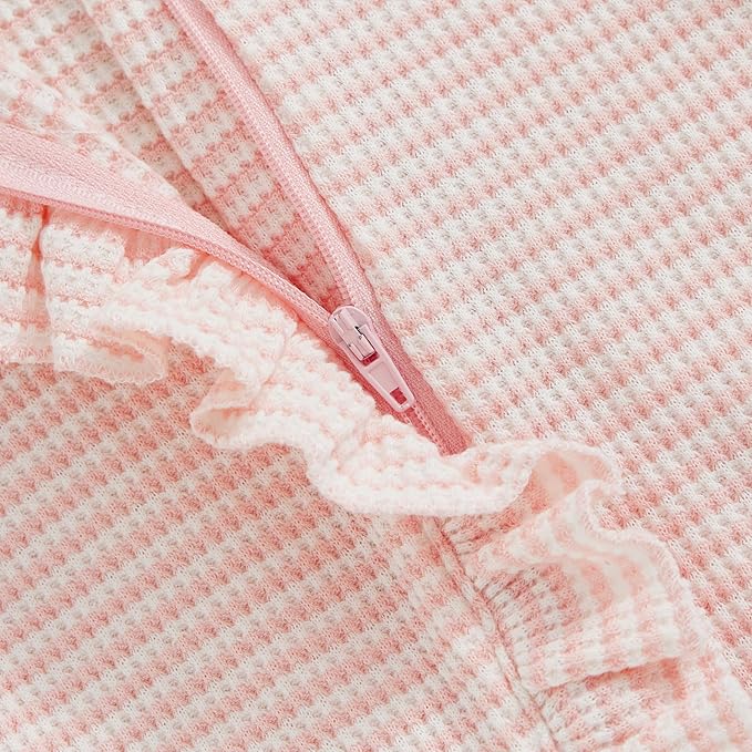 Newborn Girl Clothes Baby Girl Coming Home Outfit Zipper One-piece Outfits Ruffle Footie Bodysuit Jumpsuit Headband