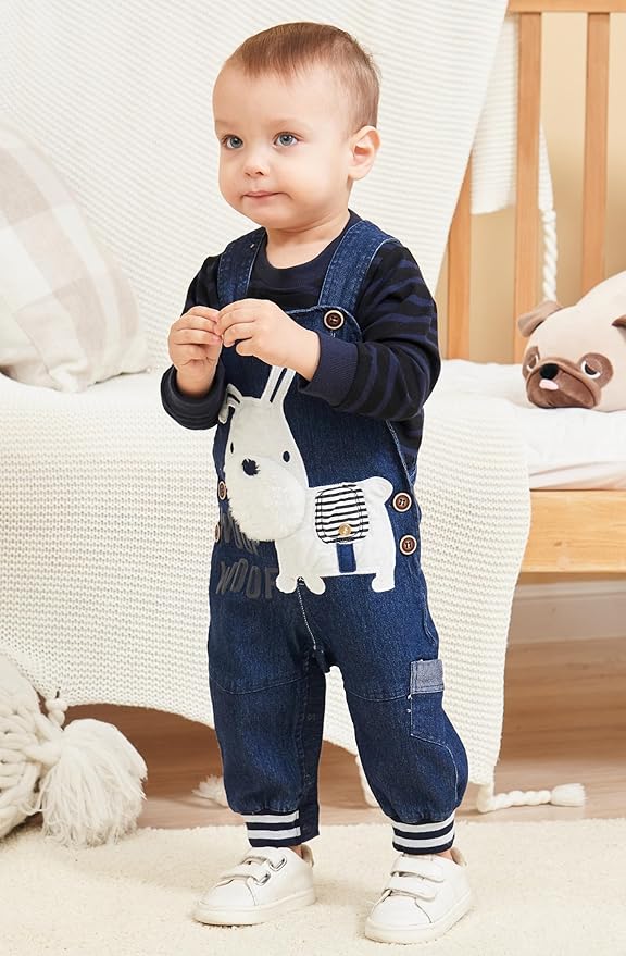 Cute Baby Boy Clothes Suit Toddler Boys' Striped long Sleeve T-Shirt+Denim Overalls Jumpsuit Pants Outfits Sets
