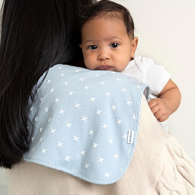 Gerber Baby Unisex Burp Cloths 60-Pack, Blue Gold, Size 10.5" x 21"