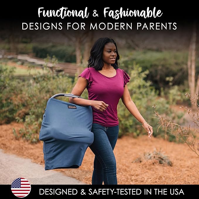 Milk Snob Original 5-in-1 Luxe Cover in Ocean Blue - Added Privacy for Breastfeeding, Baby Car Seat, Carrier, Stroller, High Chair, Shopping Cart, Lounger Canopy, Newborn Essentials, Nursing Top