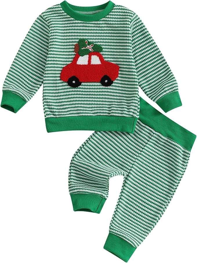 CIYCUIT Toddler Baby Boy Outfits Striped Sweatshirt Pants Clothes Set
