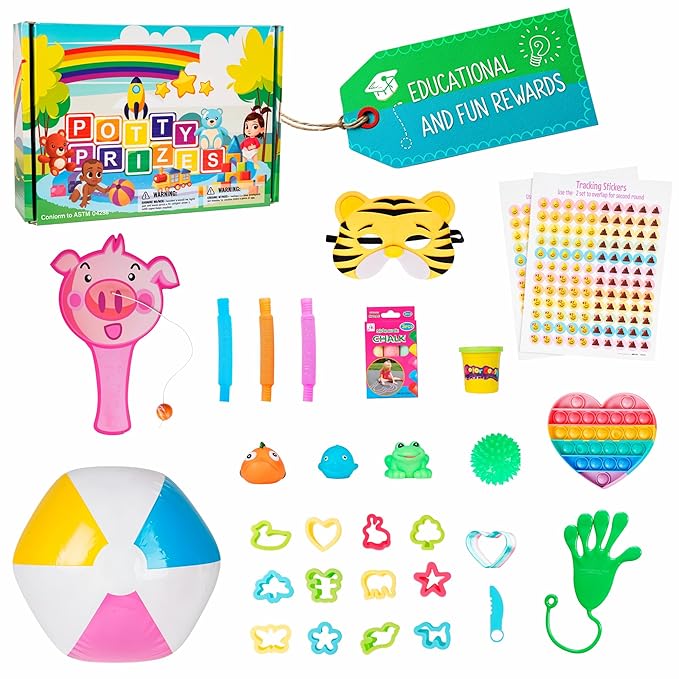Potty Training Rewards Kit - All-in-One Potty Training Chart with 14 Rewards, Educational Toys & E-Book for Toddlers Boys & Girls