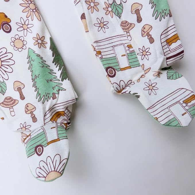 HonestBaby Sleep & Play Footed One-piece Pajama Sleeper 100% Organic Cotton, Baby Boys
