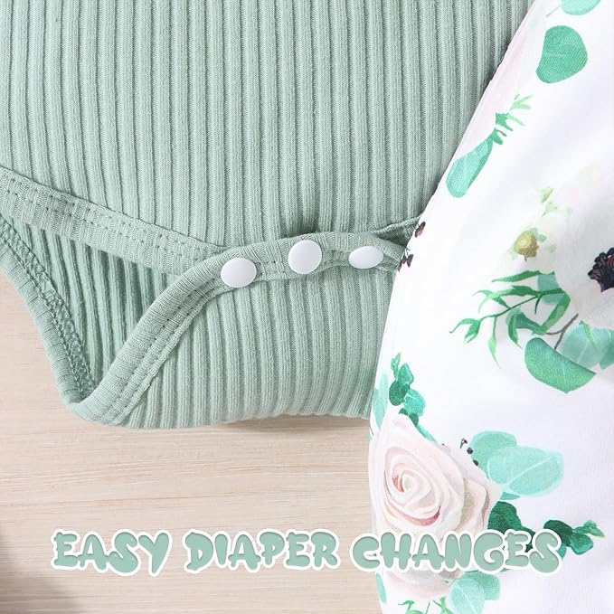 GDTOGRT Baby Girl Clothes Newborn Infant Outfits Ruffle Romper+ Floral Pants + Cute Headband Sets for Girls