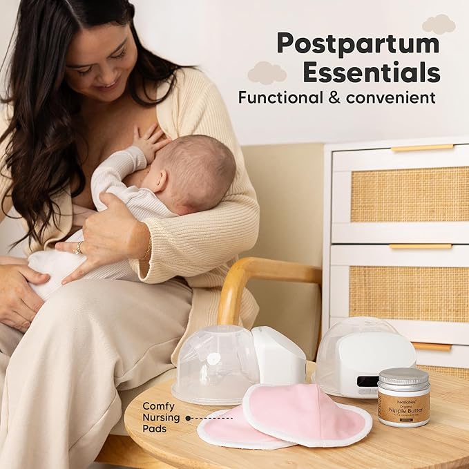 KeaBabies Hands Free Breast Pump Wearable, Portable - With Full Set Soft Silicone Flange Inserts, 3 Modes & 9 Strong Suction Levels, Pulse S10 Pro Quiet Double Electric Breastfeeding Pumps, 2-PK (Zen)