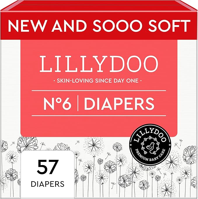 Baby Diapers - Size 6 (29+ lbs), Half-Monthly Supply (57 Count), Leak Protection, Skin-Friendly, Ultrasoft, Perfume- & Chlorine-Free, Hypoallergenic, Dermatologist Tested, Oeko-TEX®