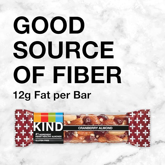 KIND Nut Bars, Cranberry Almond, Healthy Snack Bars, Gluten Free, Low Sugar, 6g Protein, 12 Count