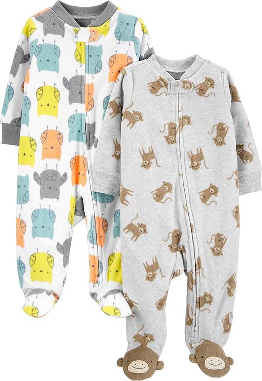 Simple Joys by Carter's unisex-baby 2-pack Neutral Fleece Footed Sleep and Play